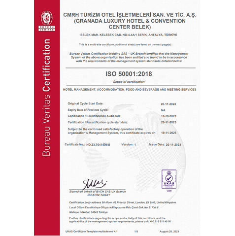 Granada Okurcalar Sertifikalar ıso 50001 En